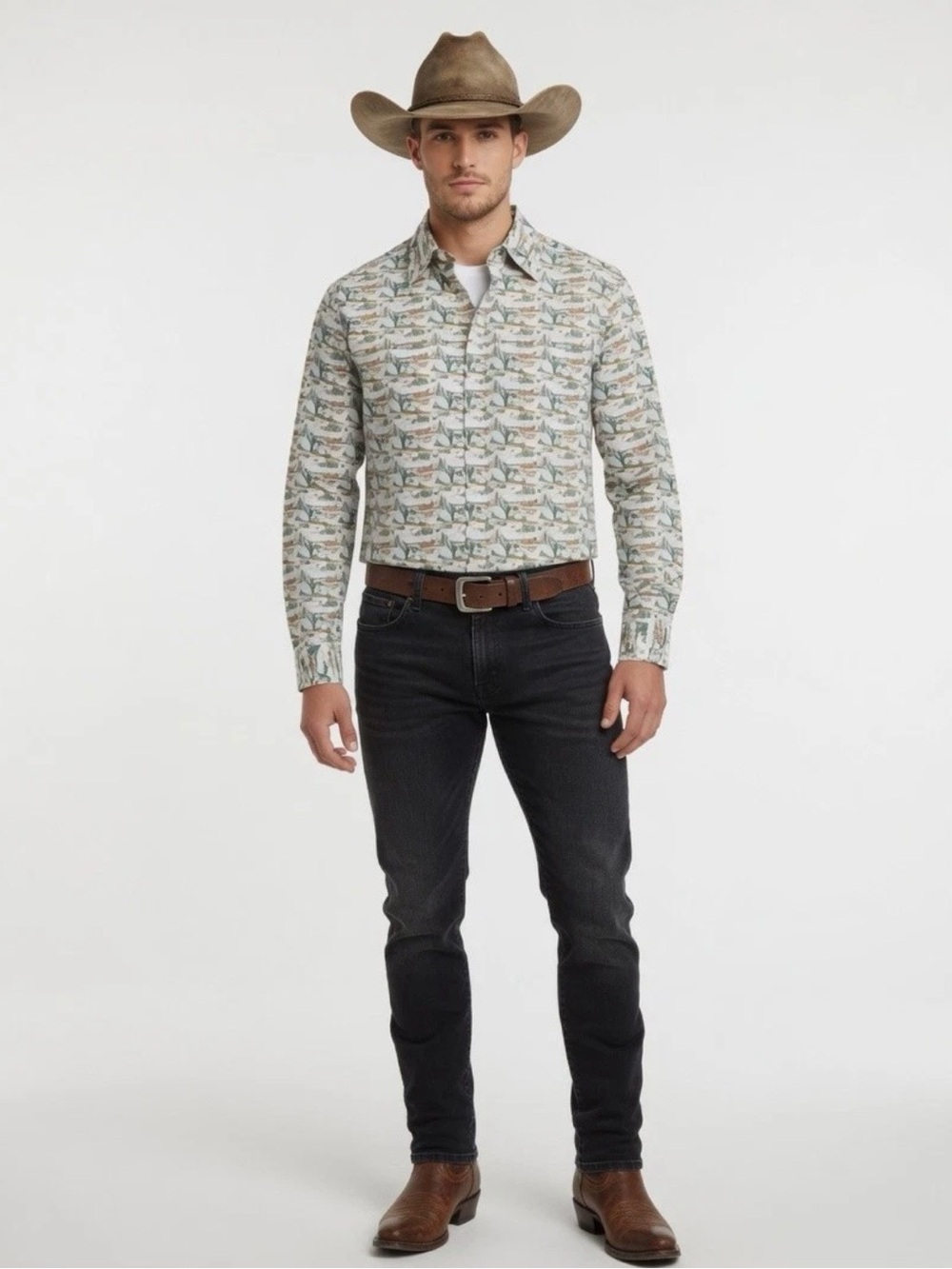 Rocking K Ranchwear Kennington
Western Shirt Cowboy Saddle Print